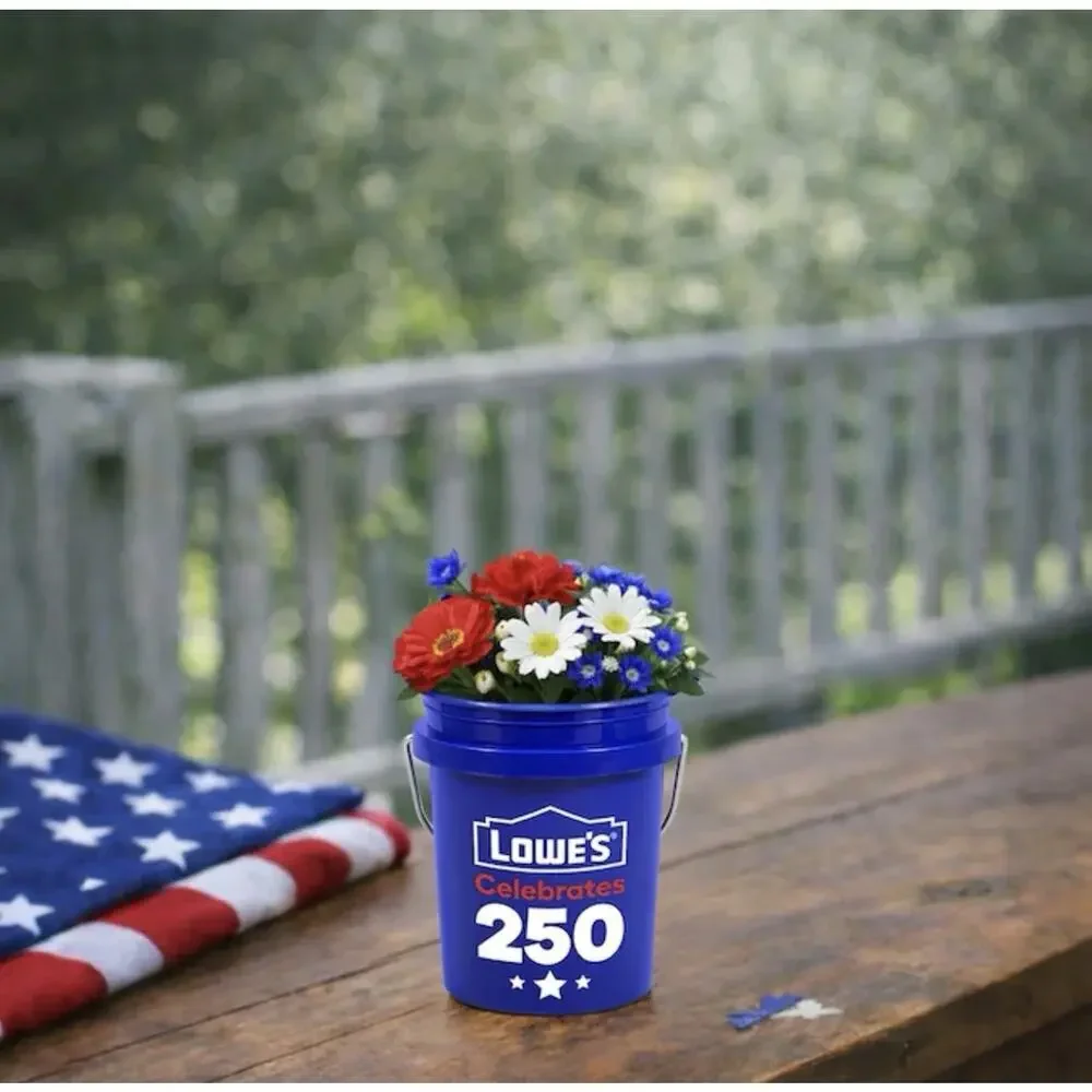 Lowes Celebrates 250 USA Mini Blue Bucket w/ Lid Stackable Americana Food Grade